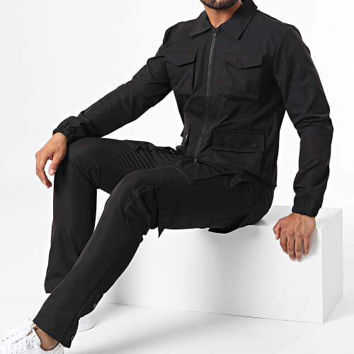 Ensemble Veste Zippée Et Pantalon Cargo AB331 Noir