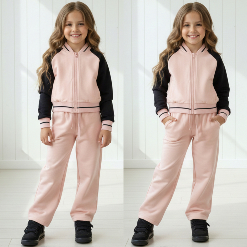 Soft Bomber Tracksuit Set – Roze