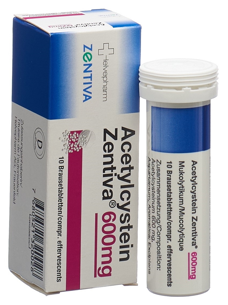 ACETYLCYSTEINE Zentiva Brausetabl 600 mg Ds 10 Stk