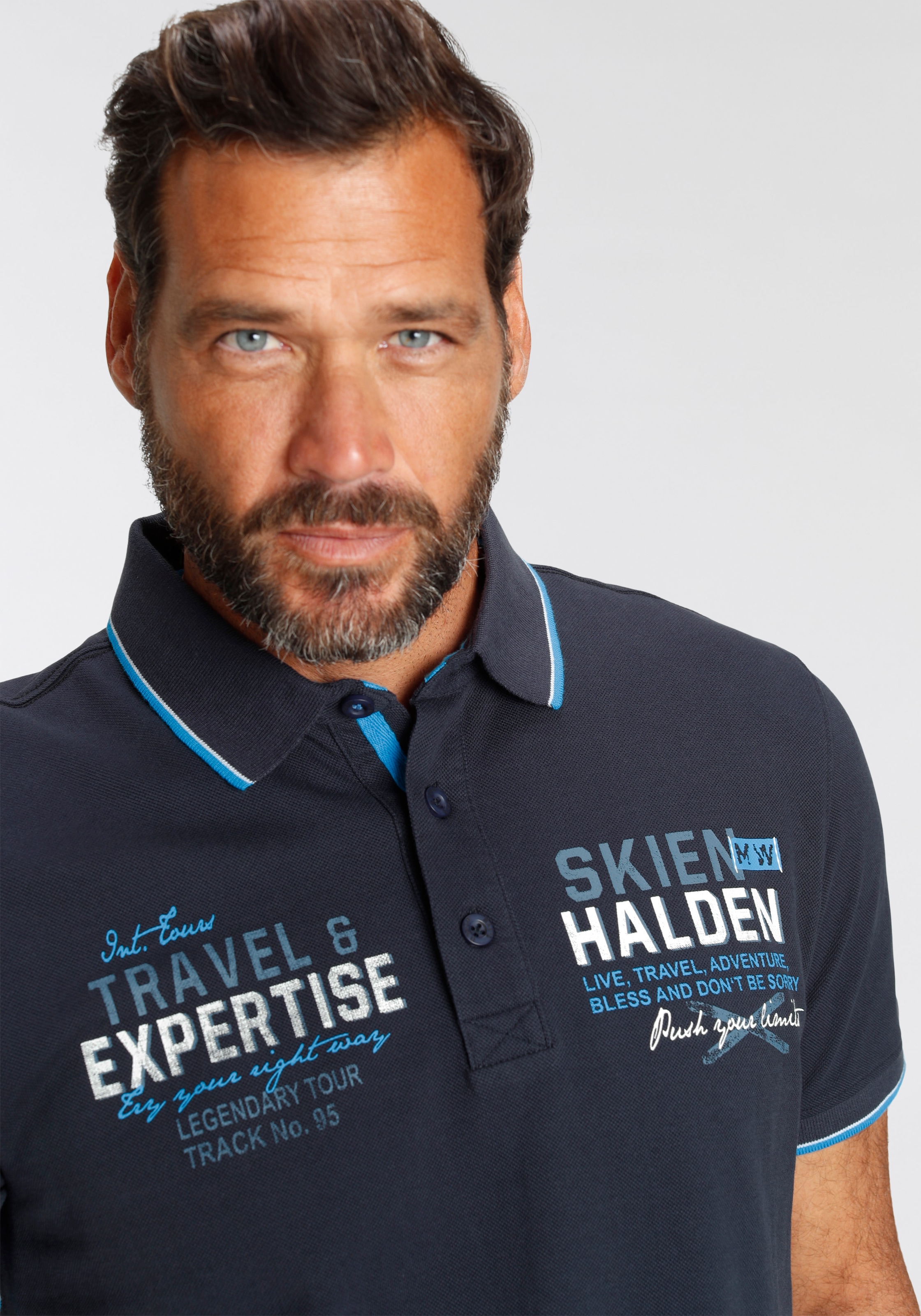 Man's World Poloshirt , Kurzarm,  bedrucktes Design,  Polokragen,  aus Baumwolle