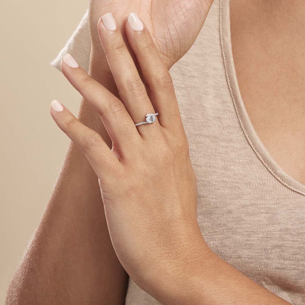 Bague Loriane Or Blanc Topaze Et Oxyde De Zirconium