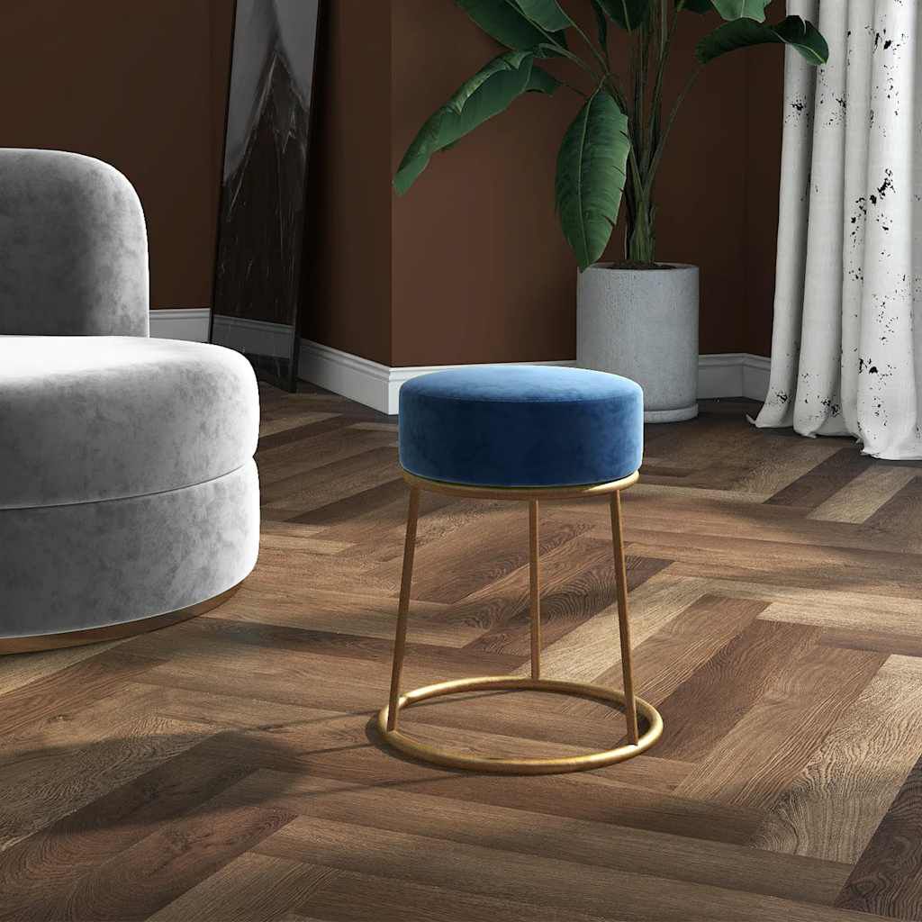 vidaXL Ronde kruk blauw fluweel gestoffeerd