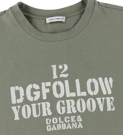 Dolce & Gabbana T-shirt - DG Skate - Army Grøn m. Hvid