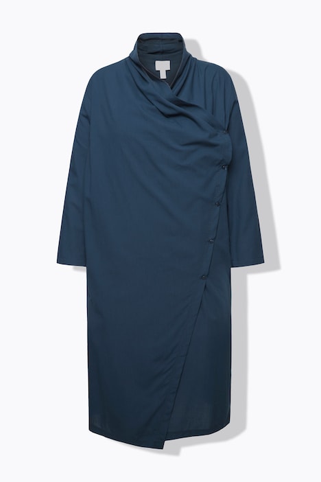 Longbluse, Wickeloptik, Kelchkragen, Langarm