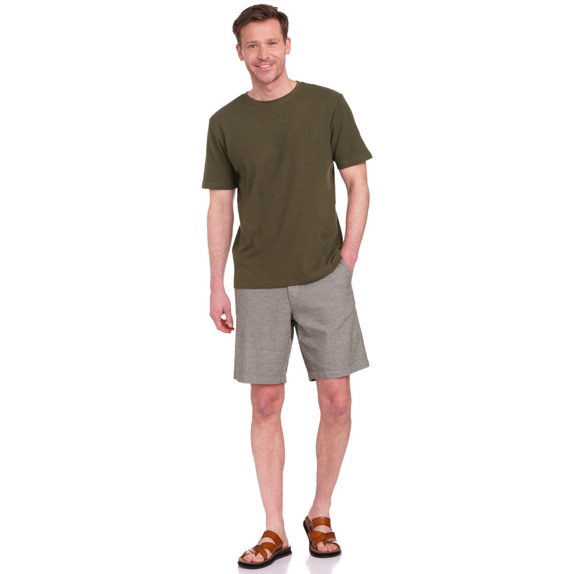 VanVaan Herren T-Shirt aus strukturiertem Material dunkelgrün