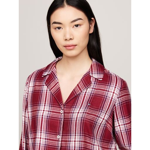 Tommy Hilfiger Flannel Pyjamassæt, Plaid Check Deep Rouge, L