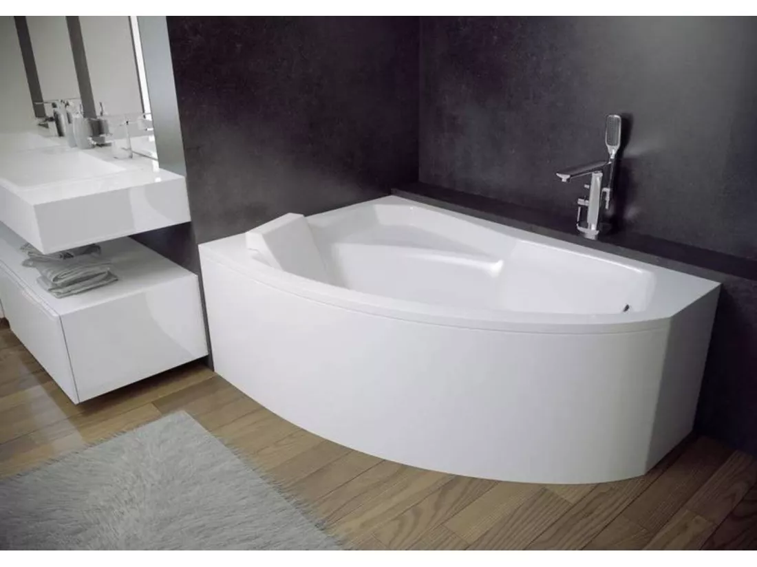 Baignoire d'angle gauche RIMA 130-140-150-160-170 cm avec tablier - Dimensions: 130cm