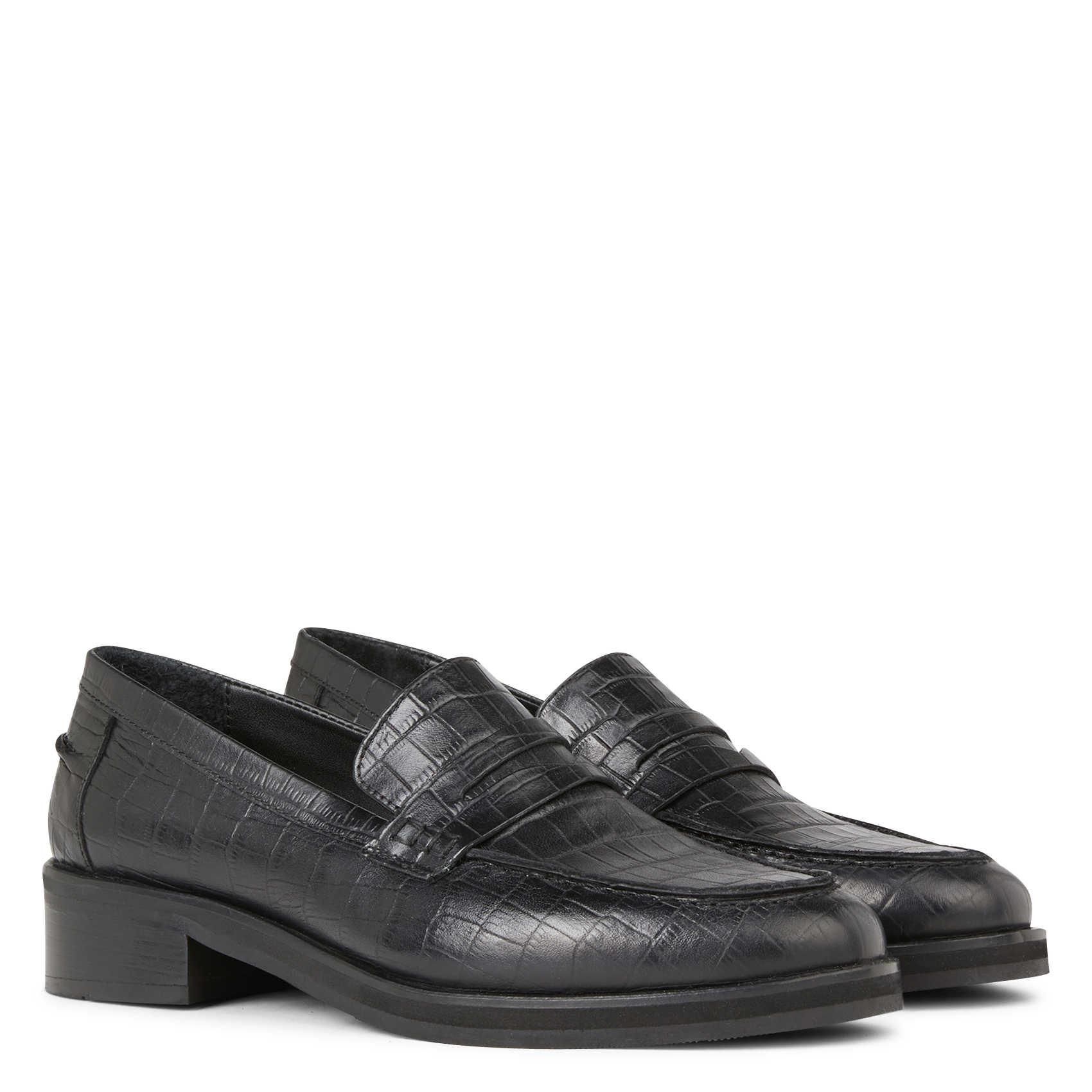 TIMON - Mocassins en cuir croco | Noir