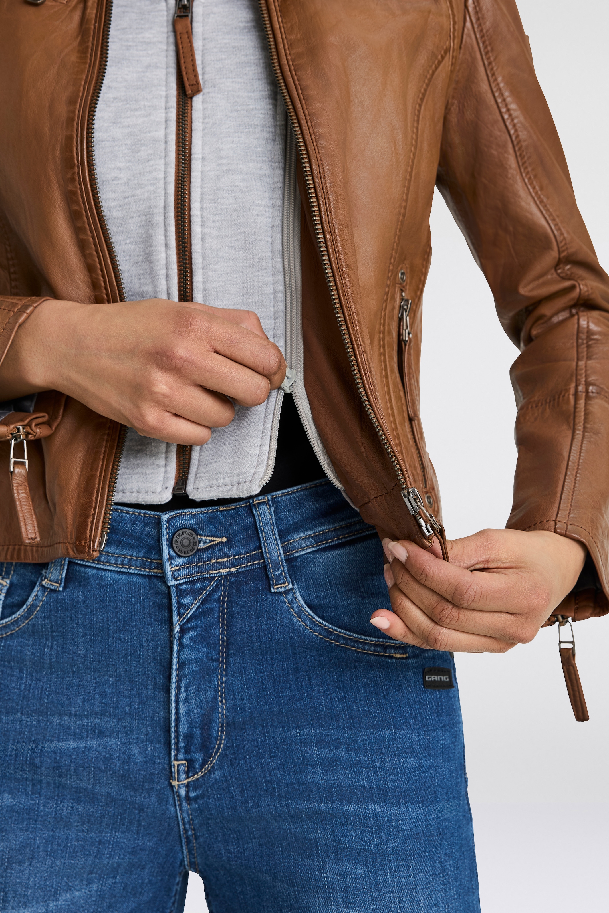 Mauritius Lederjacke »NOLA« mit Kapuze Two-in-One Style - mit abnehmbarer Jersey-Kapuze