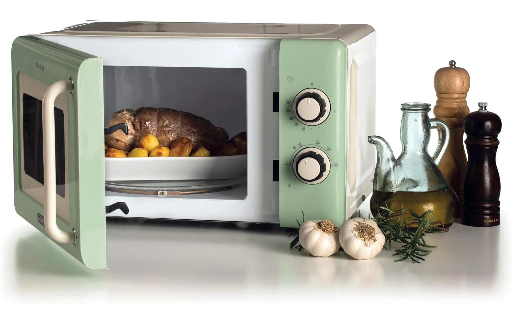 Mikrowelle Vintage Grün<br>Mikrowelle zum Kochen, Erhitzen und Auftauen