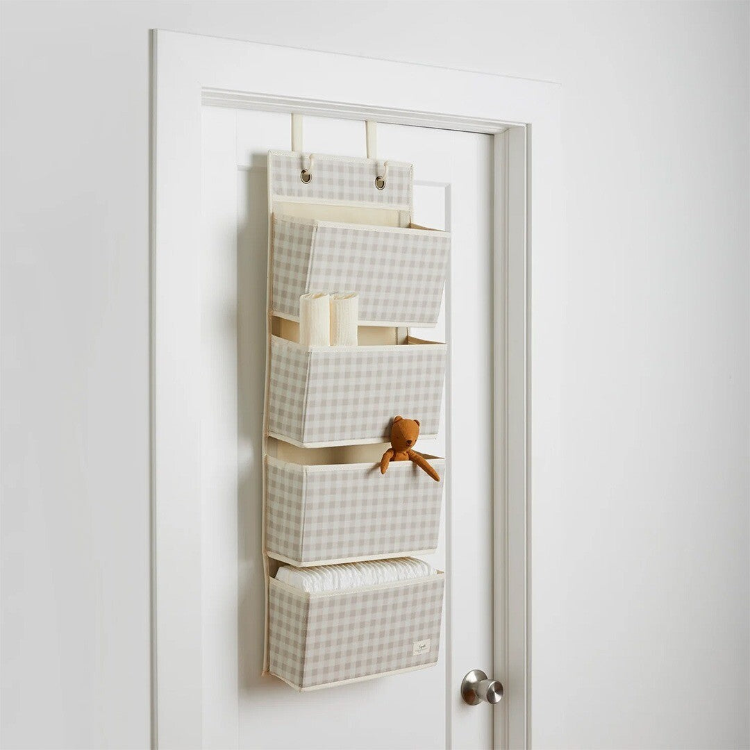 3 sprouts wandorganiser gingham beige