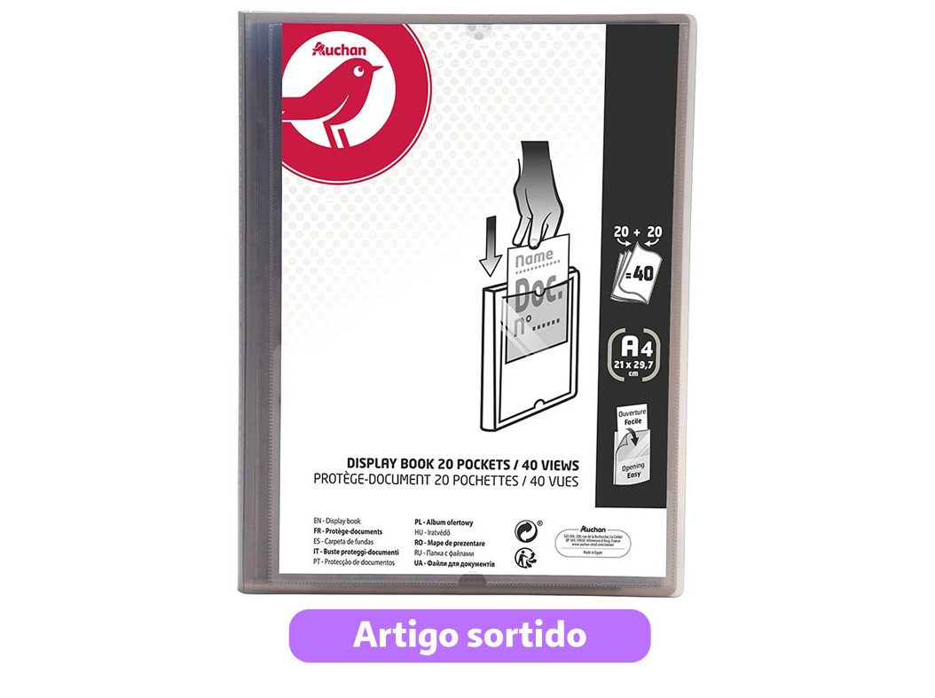 PORTFÓLIO AUCHAN A4 20 20 BOLSAS CORES SORTIDAS
