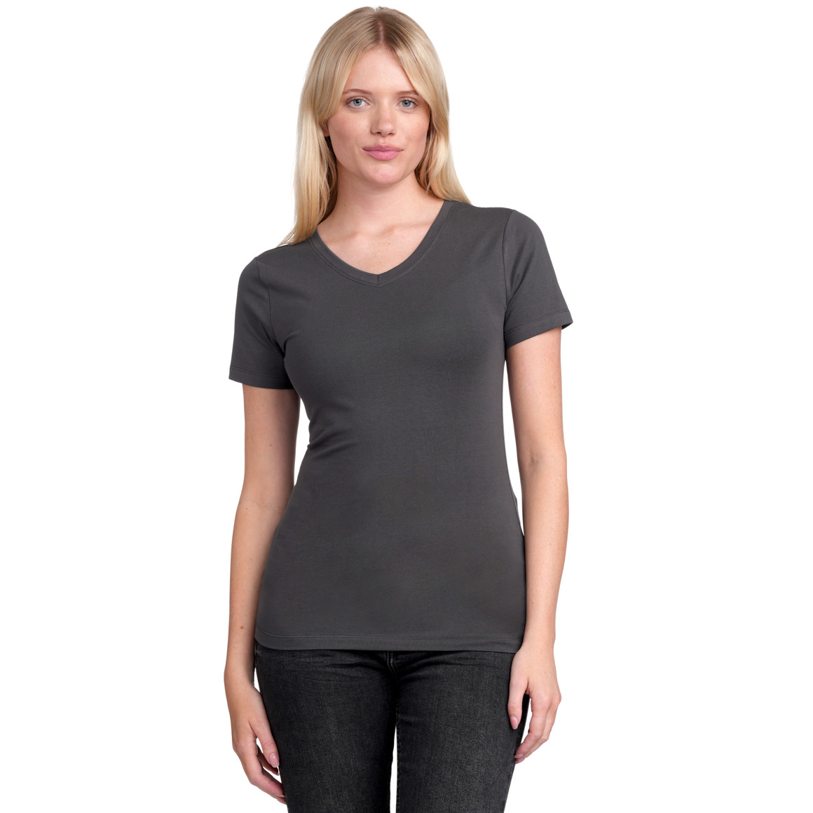 Gina Benotti Damen T-Shirt mit V-Ausschnitt dunkelgrau