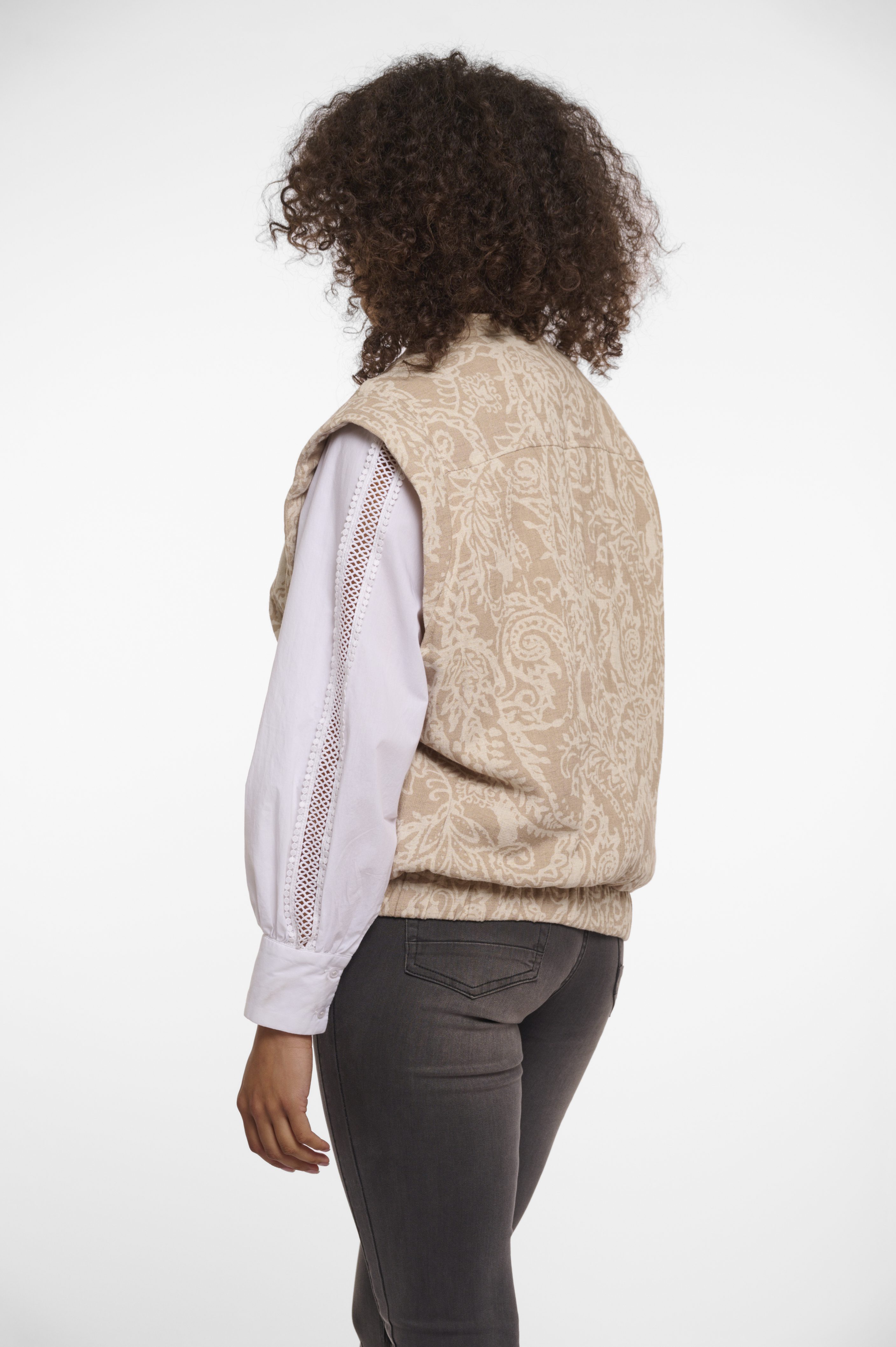 Rino & Pelle - Pile Padded Short Waistcoat - Birch/Desert Stencil