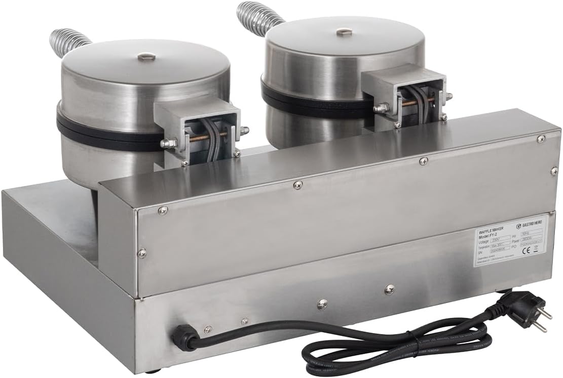 Doppel-Waffeleisen rund I Waffelautomat für Gastronomie I waffle maker Ø180 mm I Mit Temperaturregler und Signalleuchte I Für Restaurants und Cafés