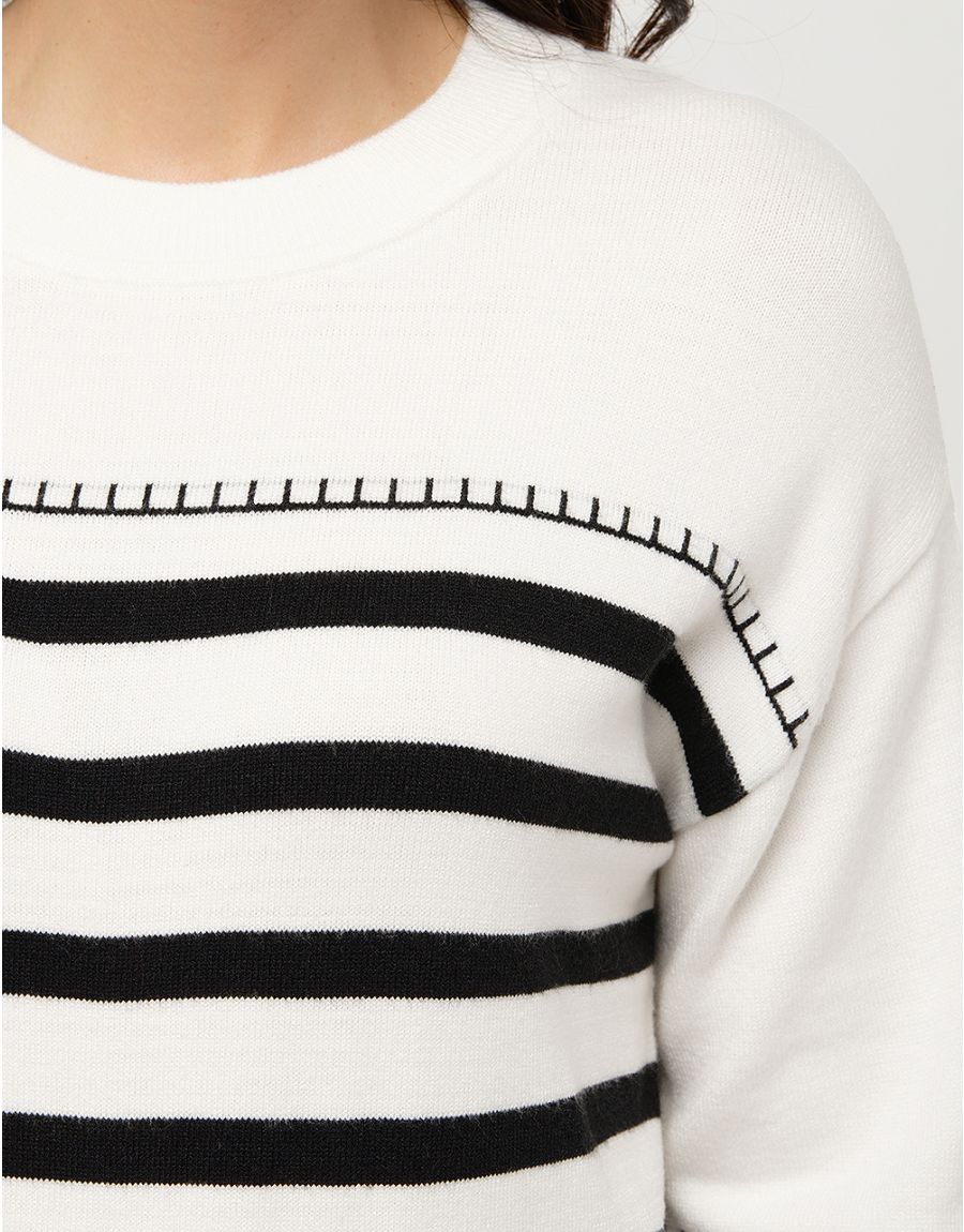 Pull marinière écru