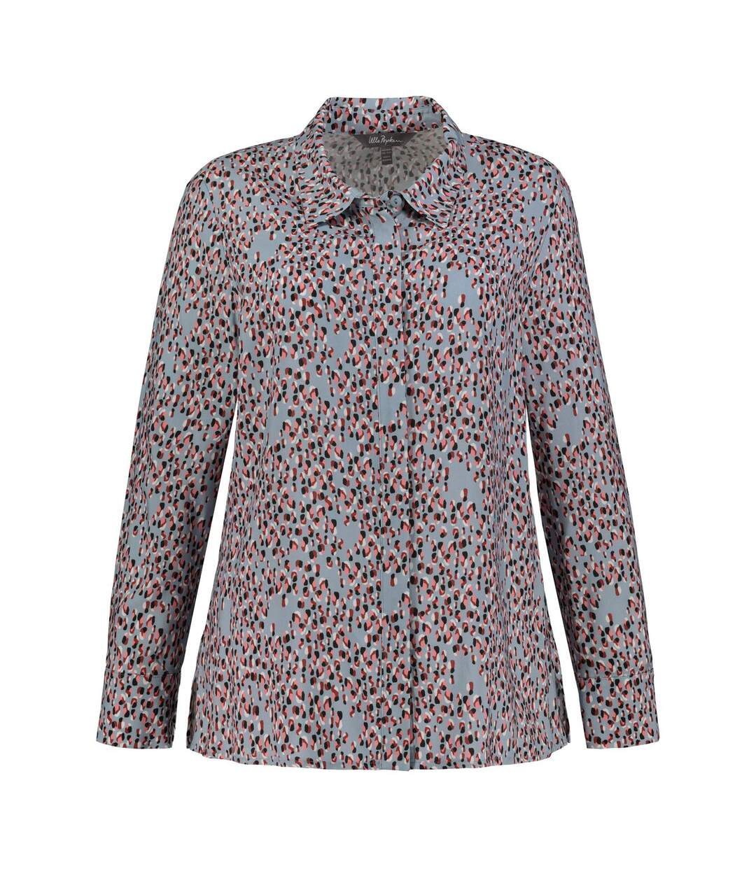 ULLA POPKEN Chemisier à motifs, patte de boutonnage cachée, viscose bleu jean