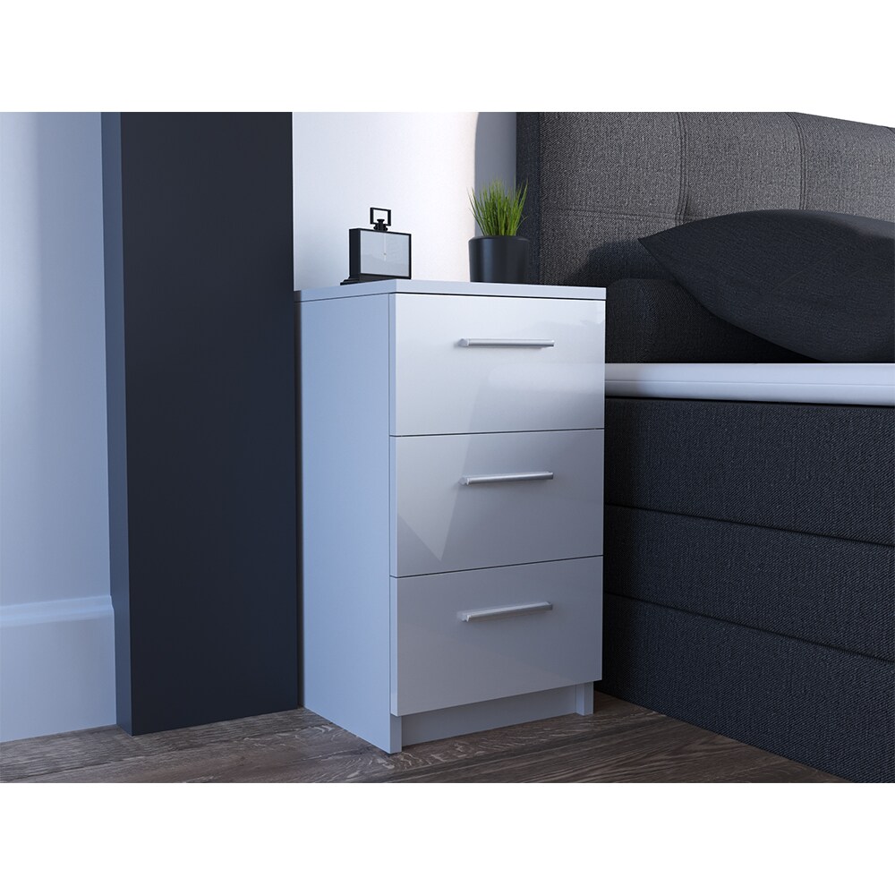 VICCO Nachtkommode Boxspringbett 2er Set 66cm hoch Nachtschrank Nachttisch Kommode weiß hochglanz