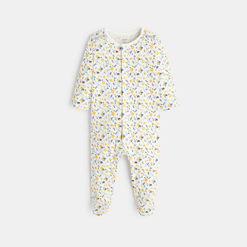 Dors-bien jersey fleuri jaune bébé fille Jaune