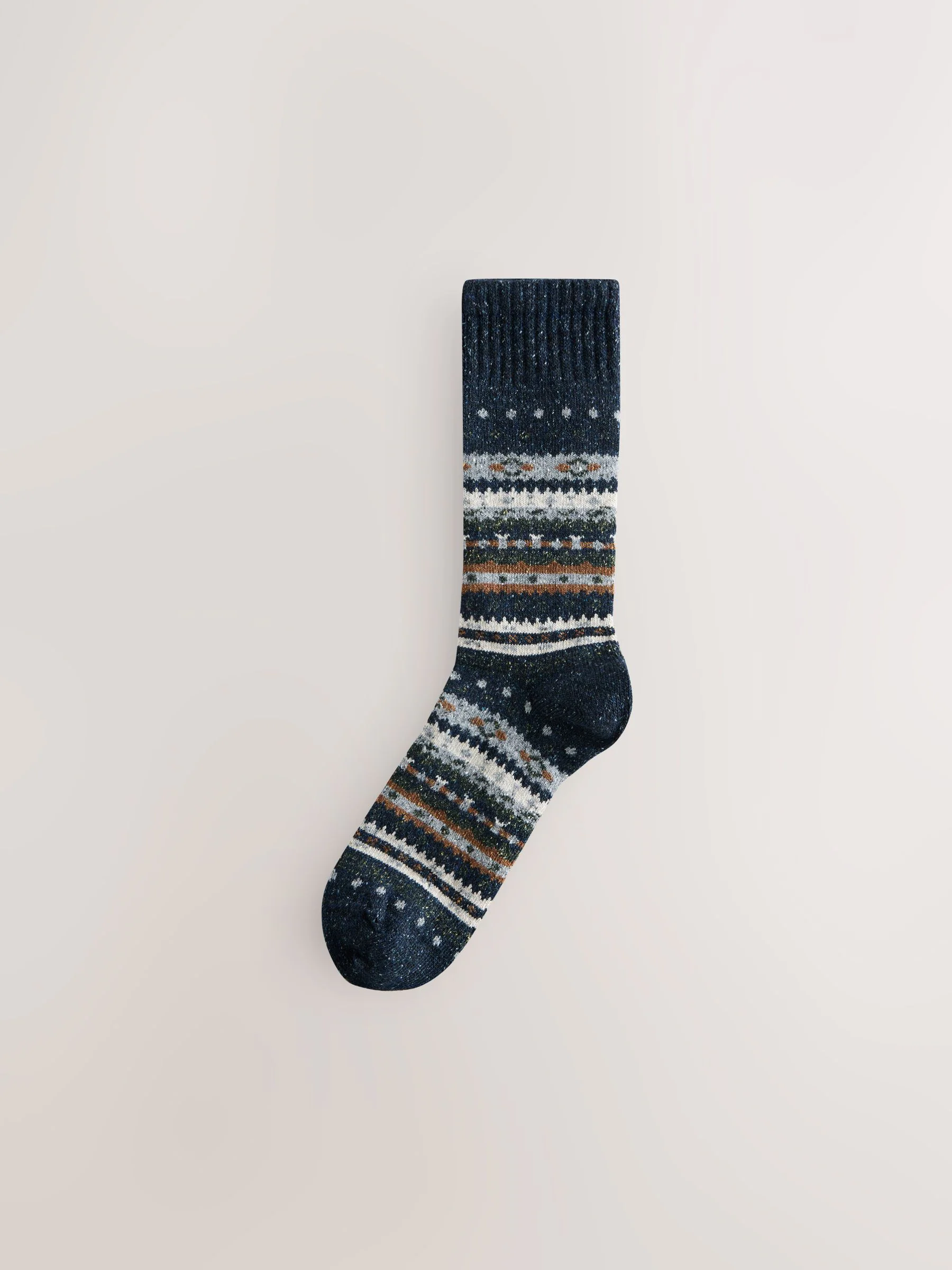 Blauw/naturel/rood met fairislemotief - Signature Thermal Wool Blend Socks 3 Pack