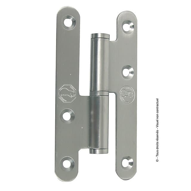 Paumelle parisienne gauche bout rond en inox 140x70 mm