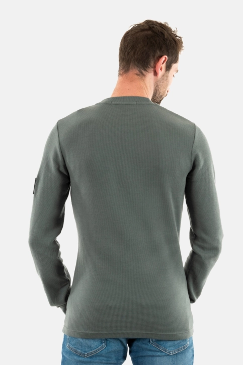 Tee shirt manches longues calvin klein jeans waffle psl endless grey