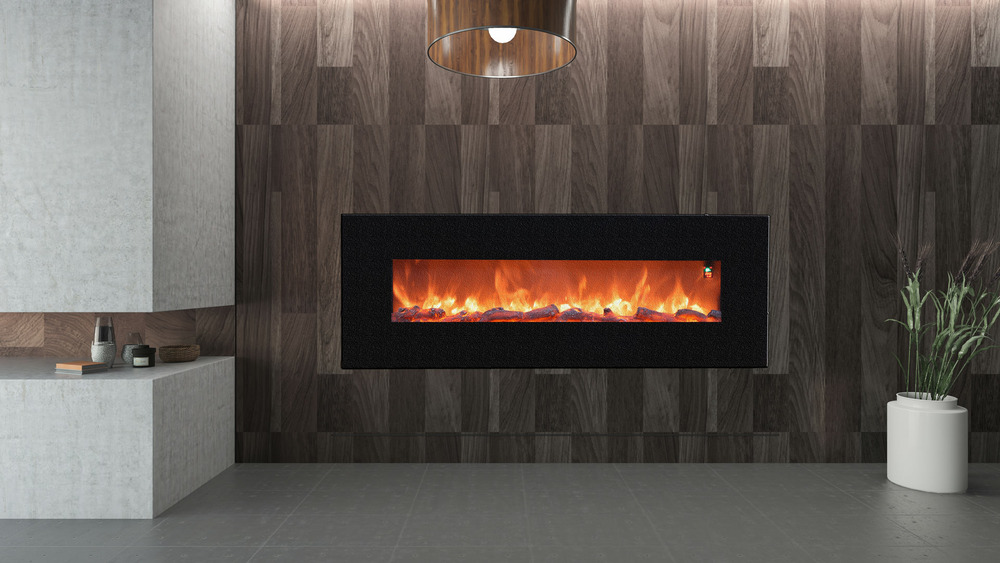 Cheminee electrique murale noire sined caminetto aprica