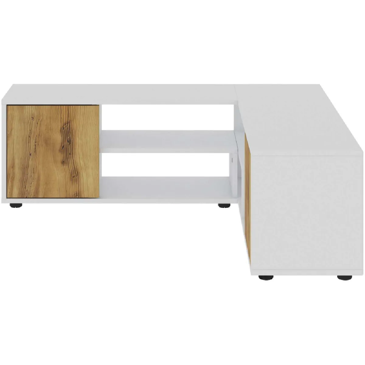 Hanah Home Meuble TV d'angle Rosa - Blanc, Chêne