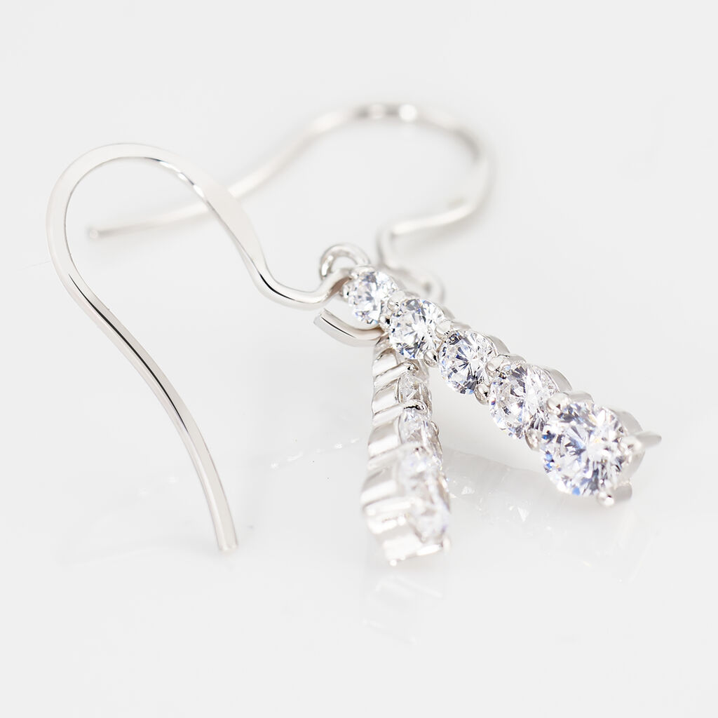 Boucles D'oreilles Pendantes Francilia Argent Blanc Oxyde De Zirconium