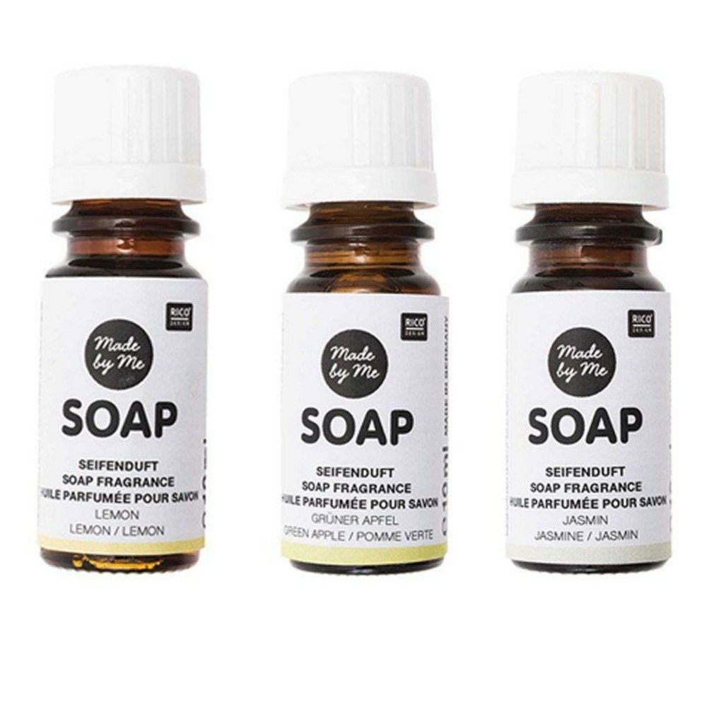 3 huiles parfumées 10 ml pour savon - citron, pomme, jasmin
