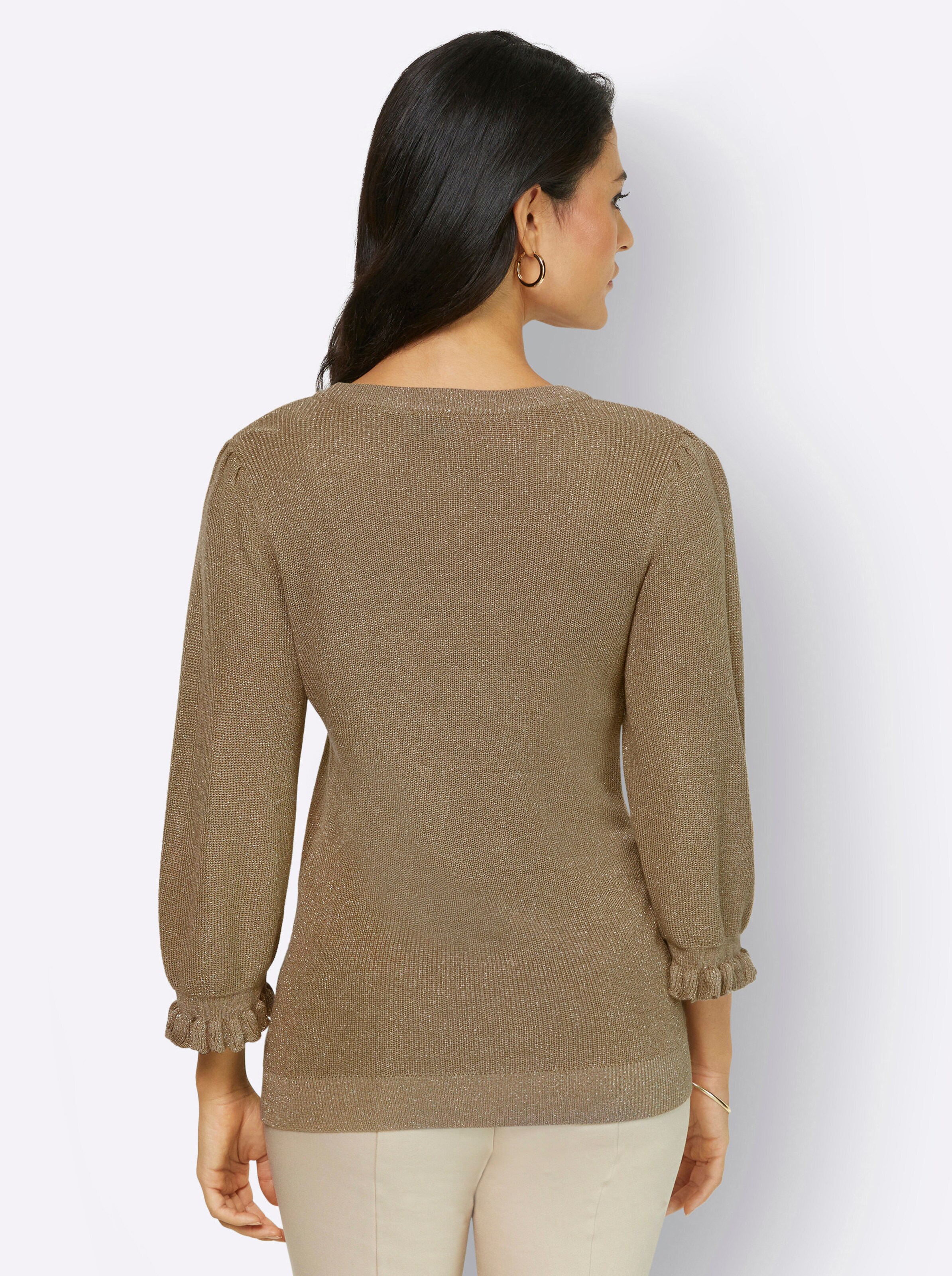 3/4 Arm-Pullover in goldfarben