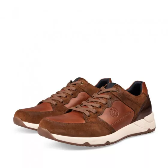 Baskets COGNAC DENIM SIDE CUIR