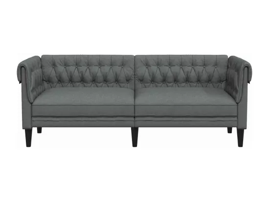 Canapé Chesterfield 3 places gris foncé tissu