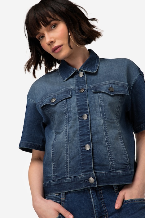 Jeansjacke, oversized, weiter Halbarm