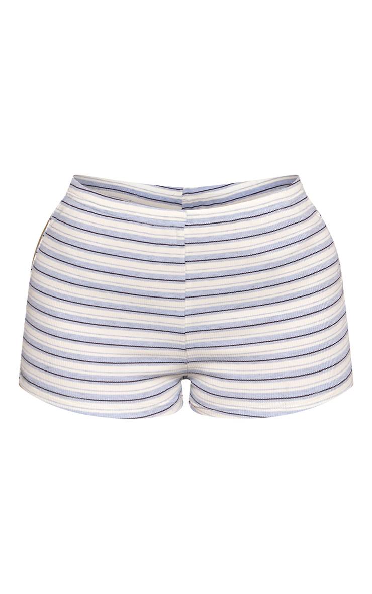 Gris Chiné Short Mini Côtelé À Rayures Ajusté Petite Taille Ensemble Coordonné