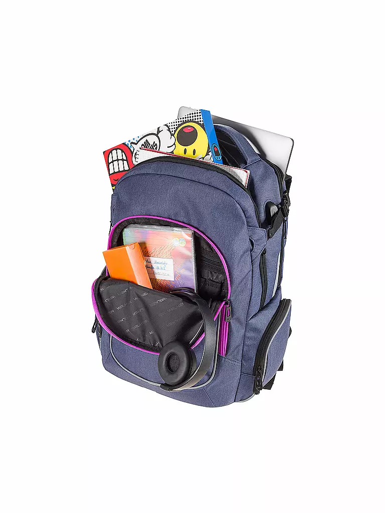 WALKER Schulrucksack Campus Evo Wizzard Blue Ivy Pink blau