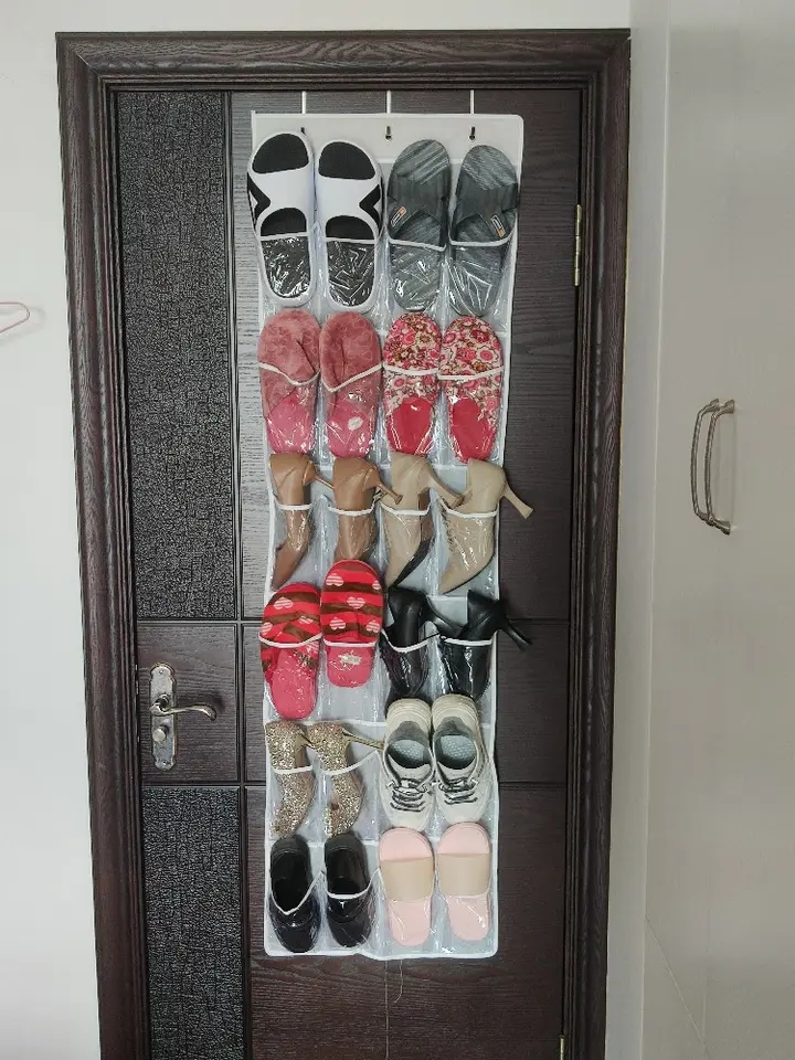 (150x45cm) 24-fach Schuh Organizer Tür Aufbewahrungsfächer zum Aufhängen - Weiss