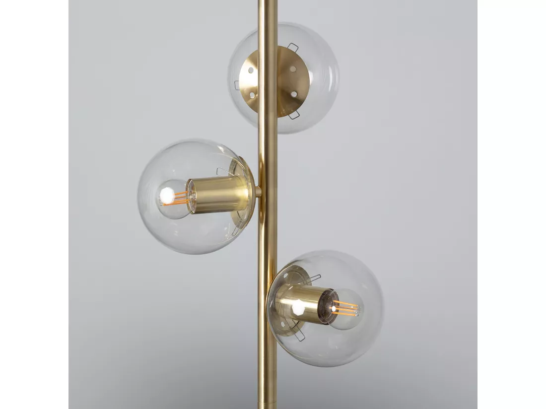 Lampadaire Métal et Verre Otos 3 Spots Doré