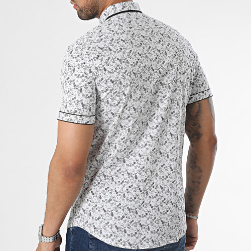 Chemise Manches Courtes Blanc Floral