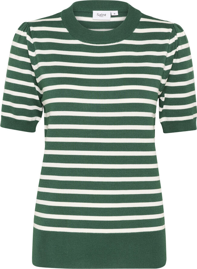 Saint Tropez MilaSZ Striped SS Pullover Frosty spruce