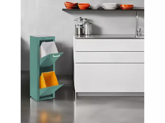 Poubelle cuisine de tri sélectif - 2 compartiments de 20L- CUBEK