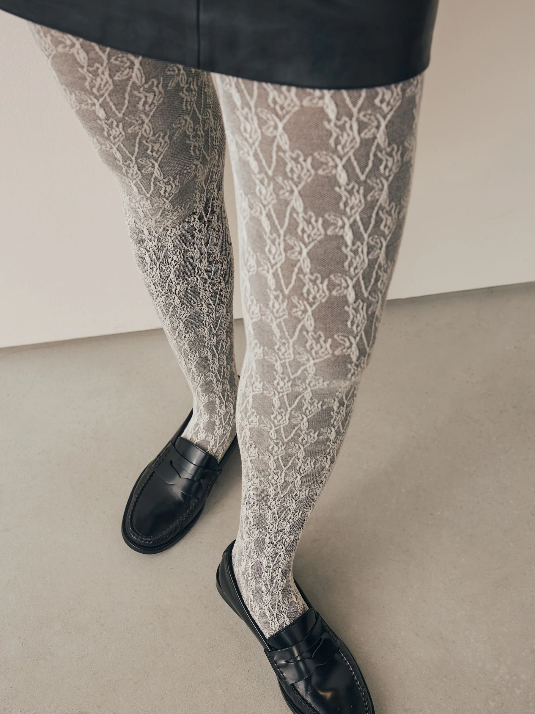 Grijs - Warm Handle Knitted Floral Tights 1 Pack