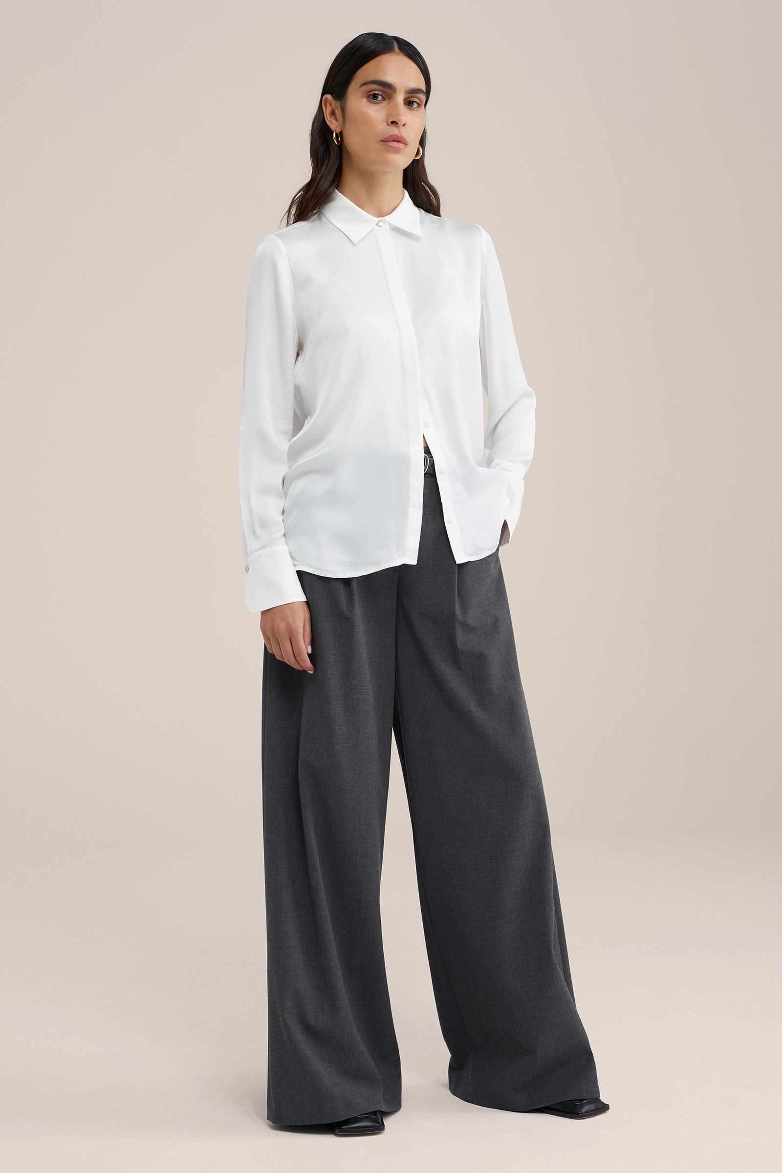 blouse met zijdelook WE Studio Wit