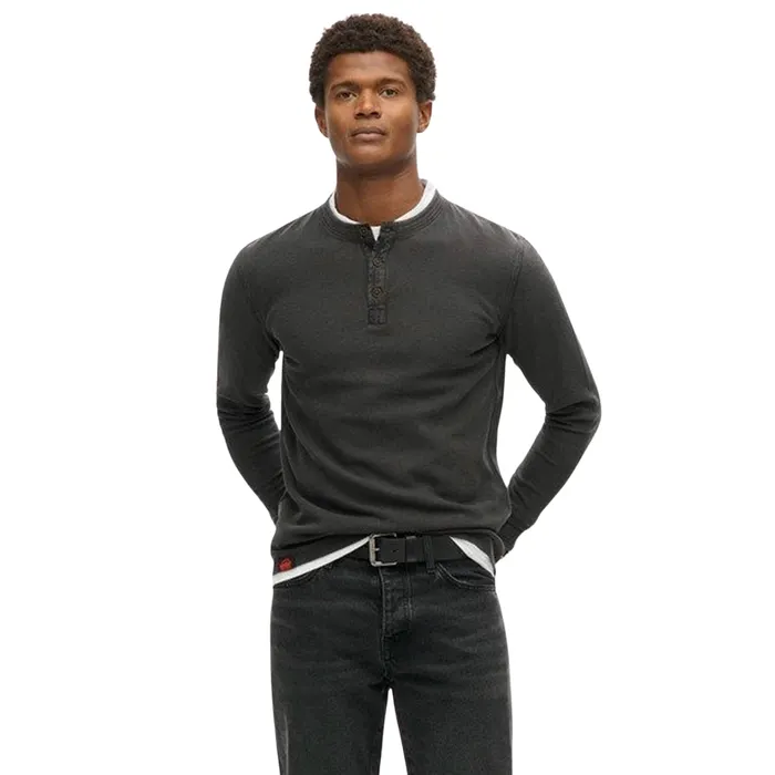 Superdry Vintage Textured Grandad LS Top Heren