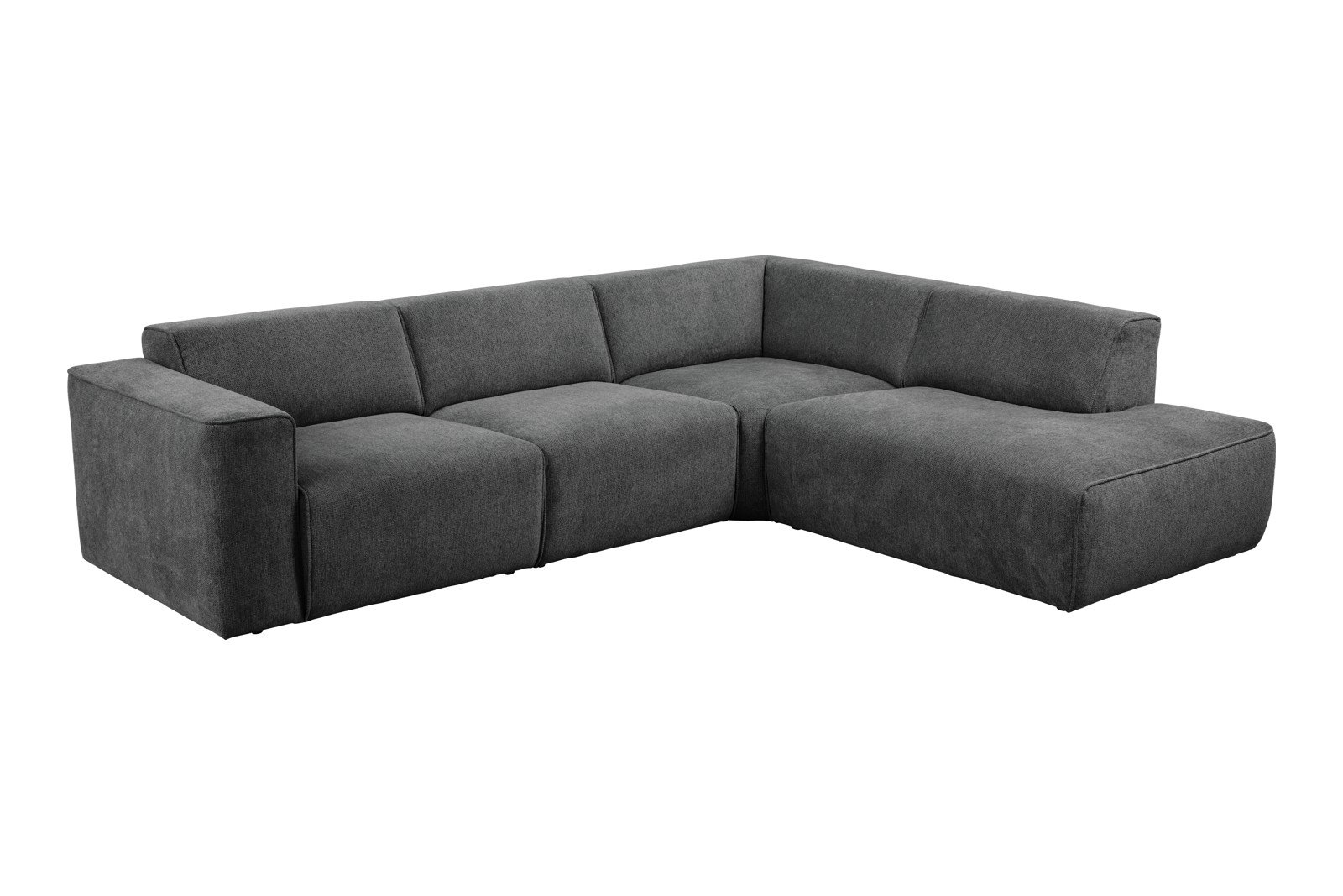 Enjoy hjørnesofa 2,5-seter åpen ende høyre i tekstil Mito 169 Antracite med sorte ben