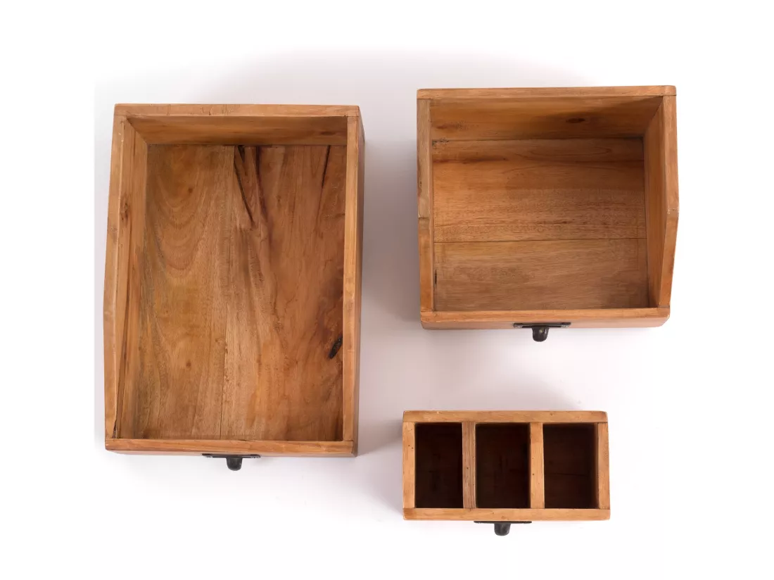 ENSEMBLE D'ORGANISATEUR Bureau 3 pièces Bois de mahogany, avec tableau écrivable 08 honigfarben gewachst