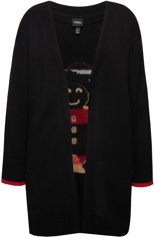 Ulla Popken Gebreid vest  lichtbruin / rood / zwart / wit