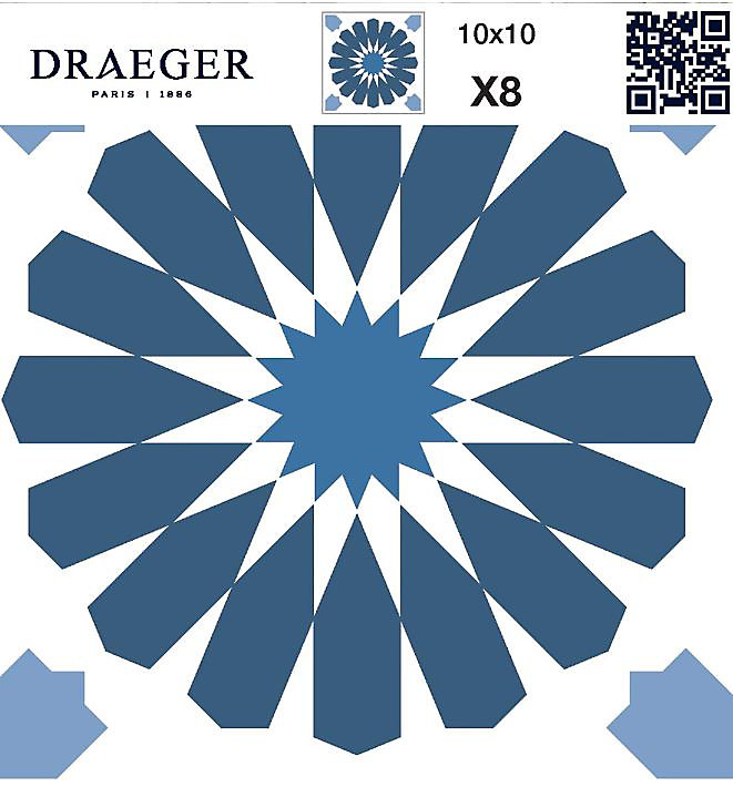 8 carreaux adhésifs motif Azulejos bleu L.10 x H.10 x l.0,4cm