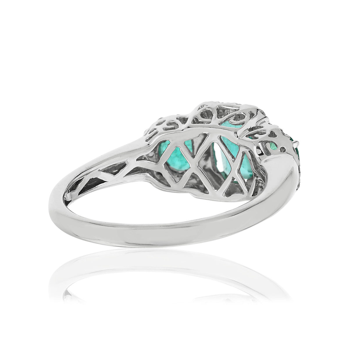 Bague or blanc emeraude diamant