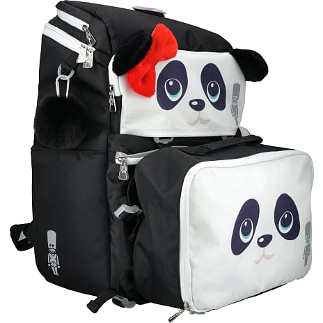 Danpen skoletaske - Panda med sløjfe og ører